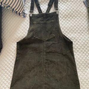 Corduroy green overall skirt
